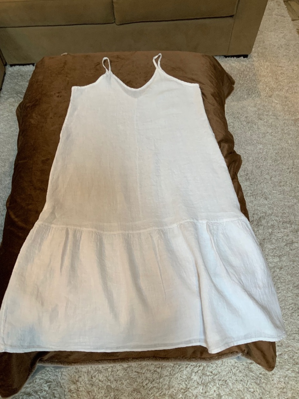 Terzo Millennio White L Linen Dress Lightweight Coastal Cottagecore Beach - Picture 2 of 8